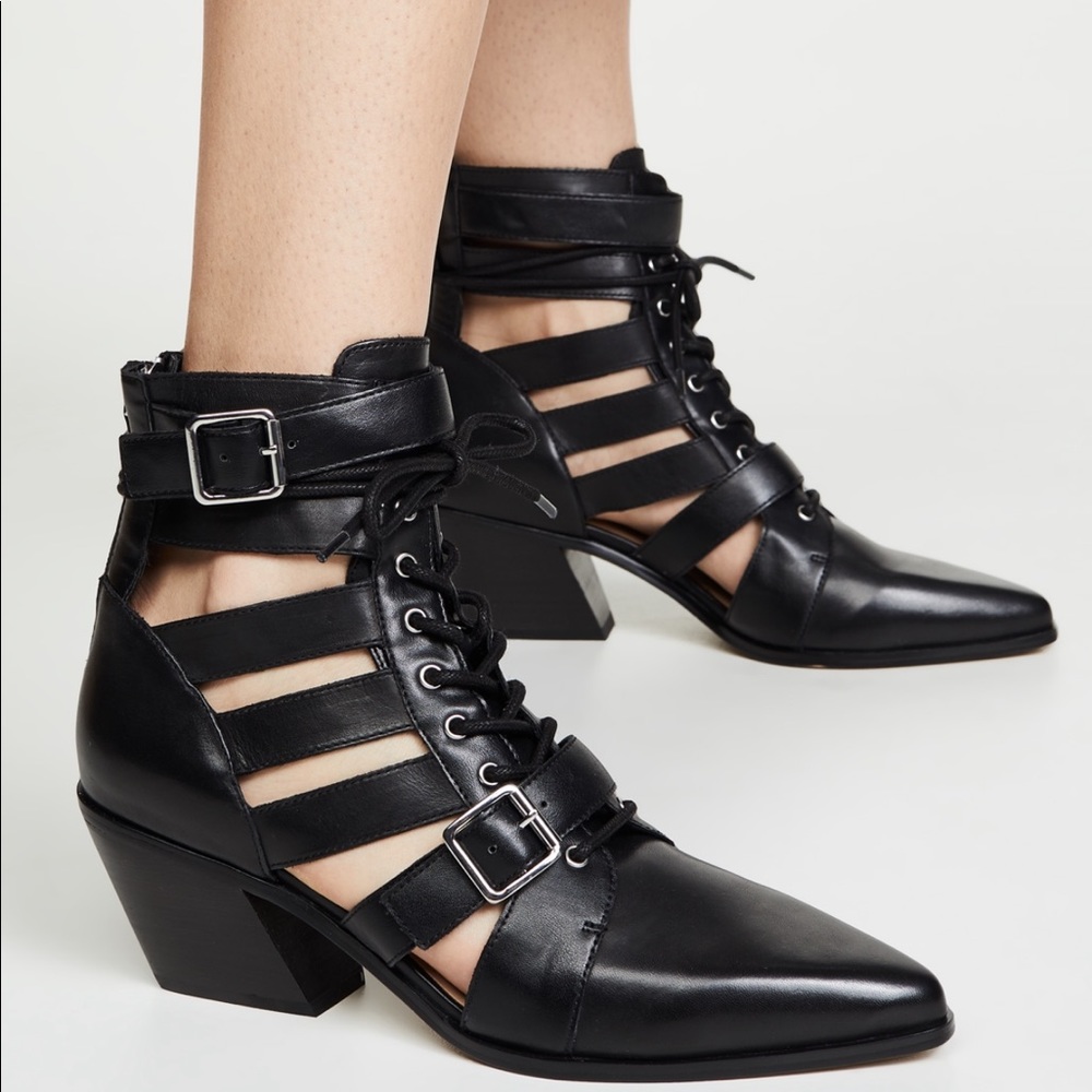 NWT Villa Rouge Yara Boots Black Leather Size 7
